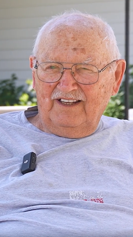 Senior man wearing grey shirt