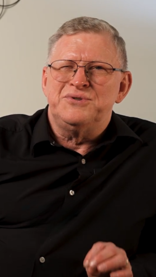 Senior man in black button down